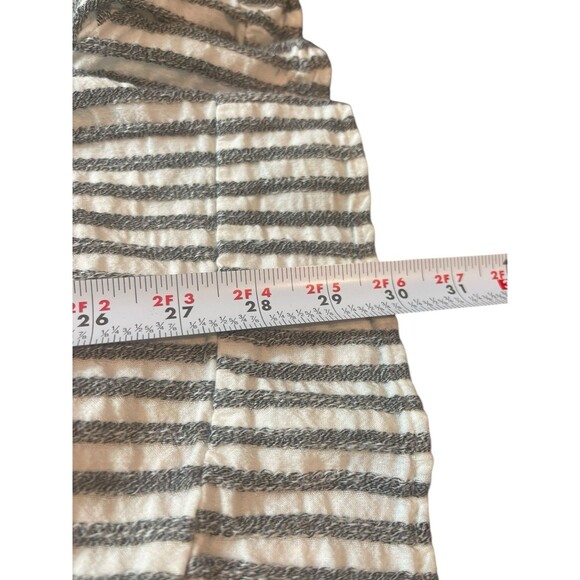 American Eagle Gray White Striped Rouched Bow Deep V-neck Textured Romper XL - Picture 9 of 15